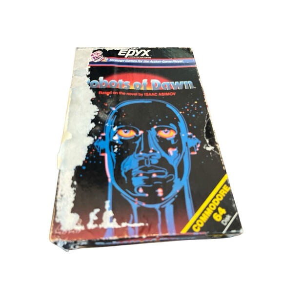 Robots Of Dawn Isaac Asimov EPYX 1984 Commodore 64 Water Damage to Original Box - Picture 1 of 5